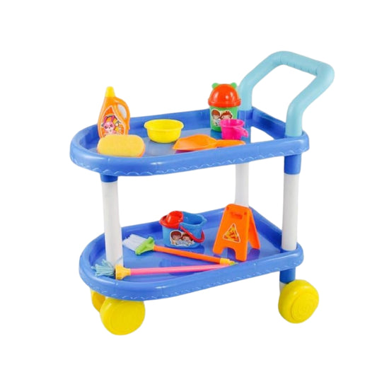 Deluxe Cleaning Cart Play Set - My Little Trolley with Complete Accessories
