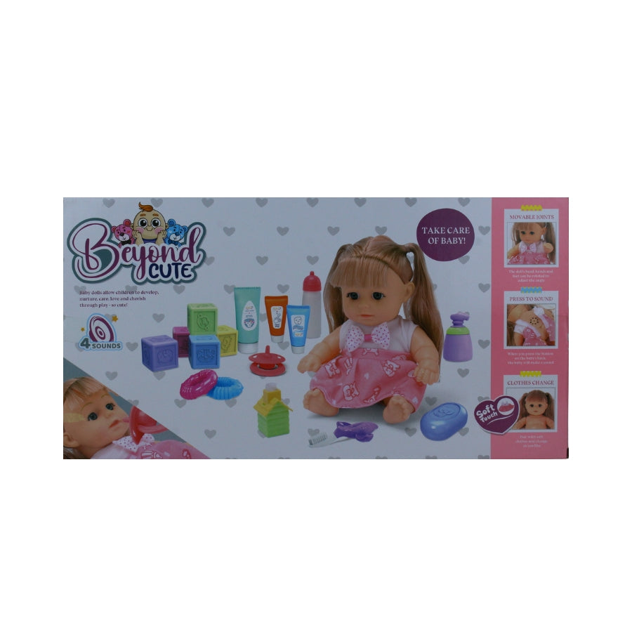 Beyond Cute Baby Doll - Deluxe Play & Care Set with Sound & Accessories