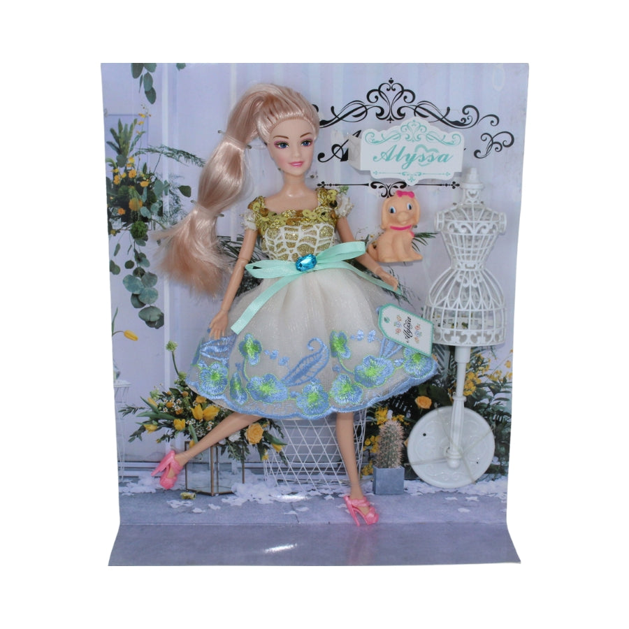Alyssa Fashion Doll Set with Mannequin Stand & Pet Dog