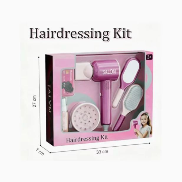 Girls Hair Salon Toy Kit with Functional Hairdryer & Styling Accessories