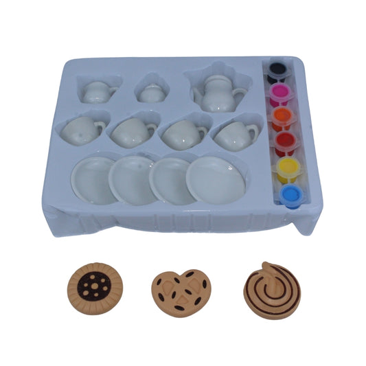 Paint-Your-Own Ceramic Tea Set - 21-Piece DIY Craft Kit