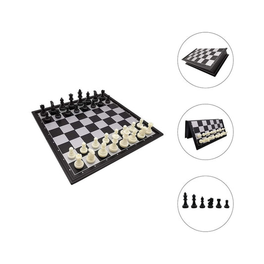 2-in-1 Premium Magnetic Chess & Checkers Travel Set - Folding Board Game