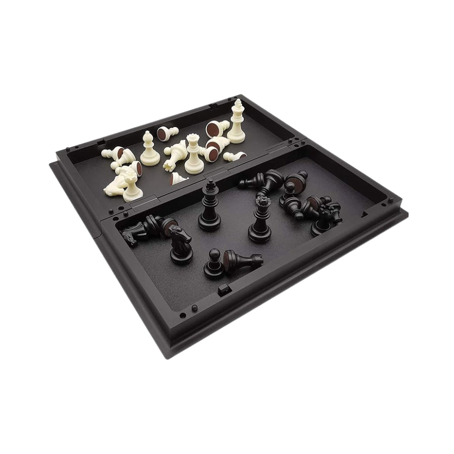2-in-1 Premium Magnetic Chess & Checkers Travel Set - Folding Board Game