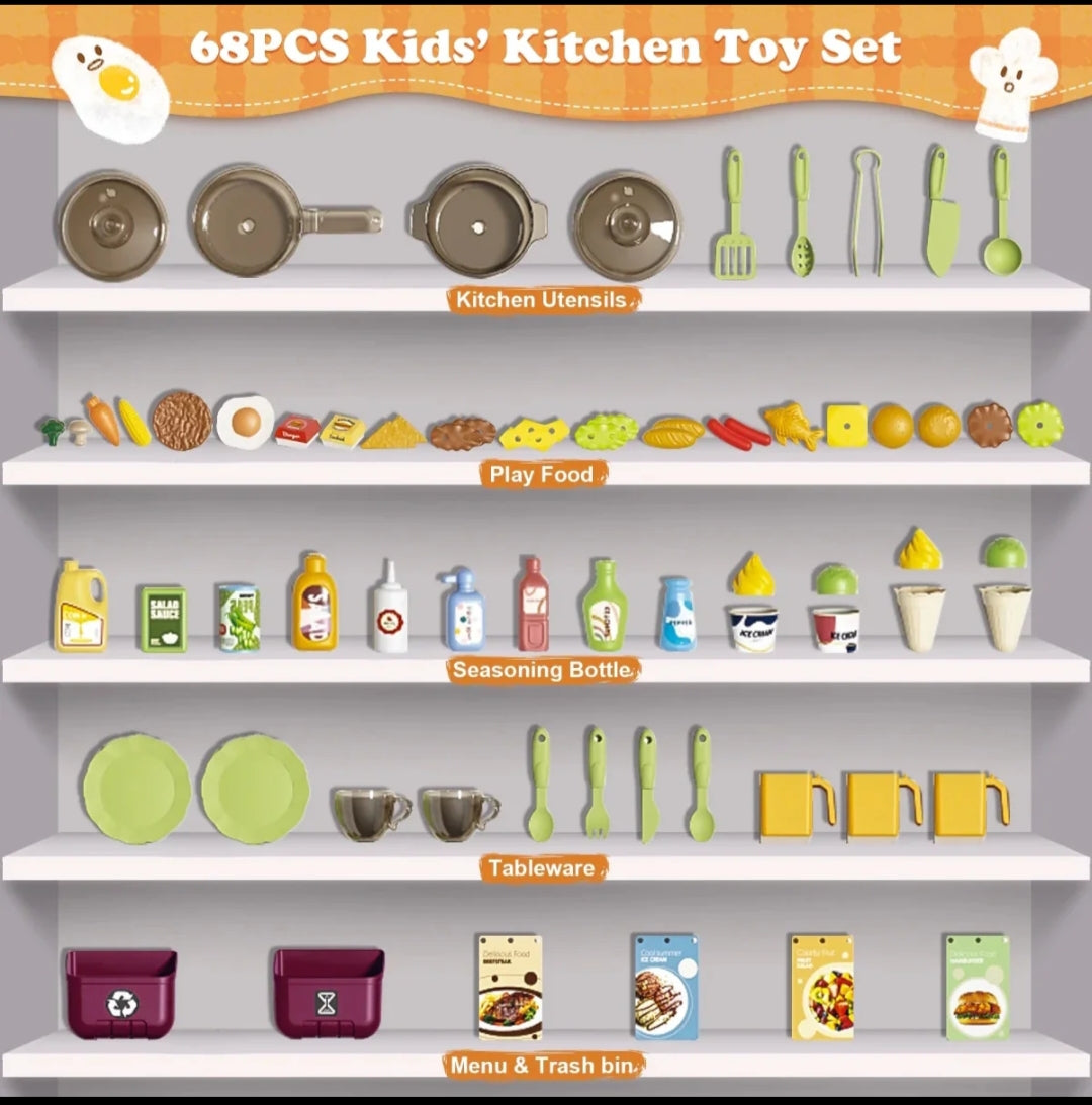 Western Kitchen Pretend Play Set – Light, Sound & Water Spray Cooking Toy