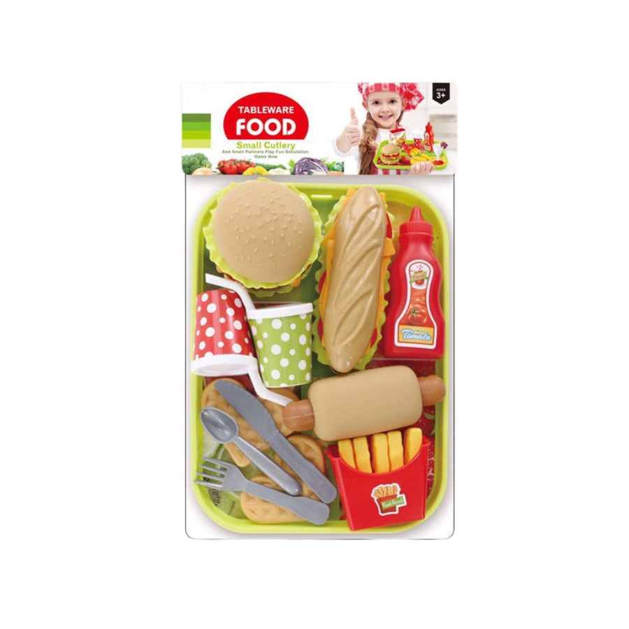 Kids Fast Food Pretend Play Set - 18 Pieces – Burger, Sadwich & Fries