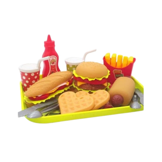 Kids Fast Food Pretend Play Set - 18 Pieces – Burger, Sadwich & Fries