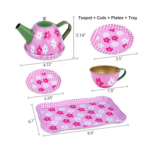 Metal Tea Set - 15Pcs Pretend Play Set