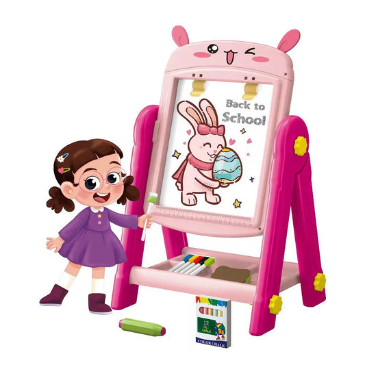 2-in-1 Kids Double-Sided Drawing Board with Chalk & Markers – Ages 3+