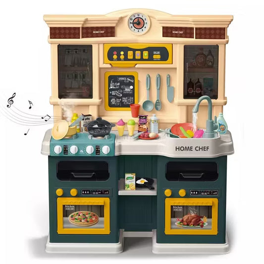 Deluxe Home Chef Kids Kitchen Playset with Running Water, Steam Stove, Lights & Sounds