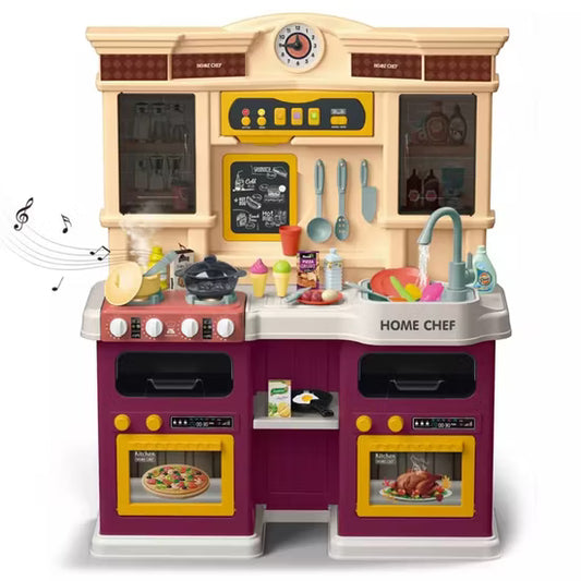 Deluxe Home Chef Kids Kitchen Playset with Running Water, Steam Stove, Lights & Sounds