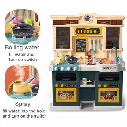 Deluxe Home Chef Kids Kitchen Playset with Running Water, Steam Stove, Lights & Sounds