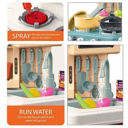 Deluxe Home Chef Kids Kitchen Playset with Running Water, Steam Stove, Lights & Sounds