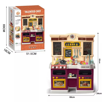 Deluxe Home Chef Kids Kitchen Playset with Running Water, Steam Stove, Lights & Sounds