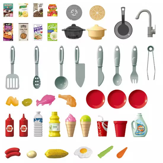 Deluxe Home Chef Kids Kitchen Playset with Running Water, Steam Stove, Lights & Sounds