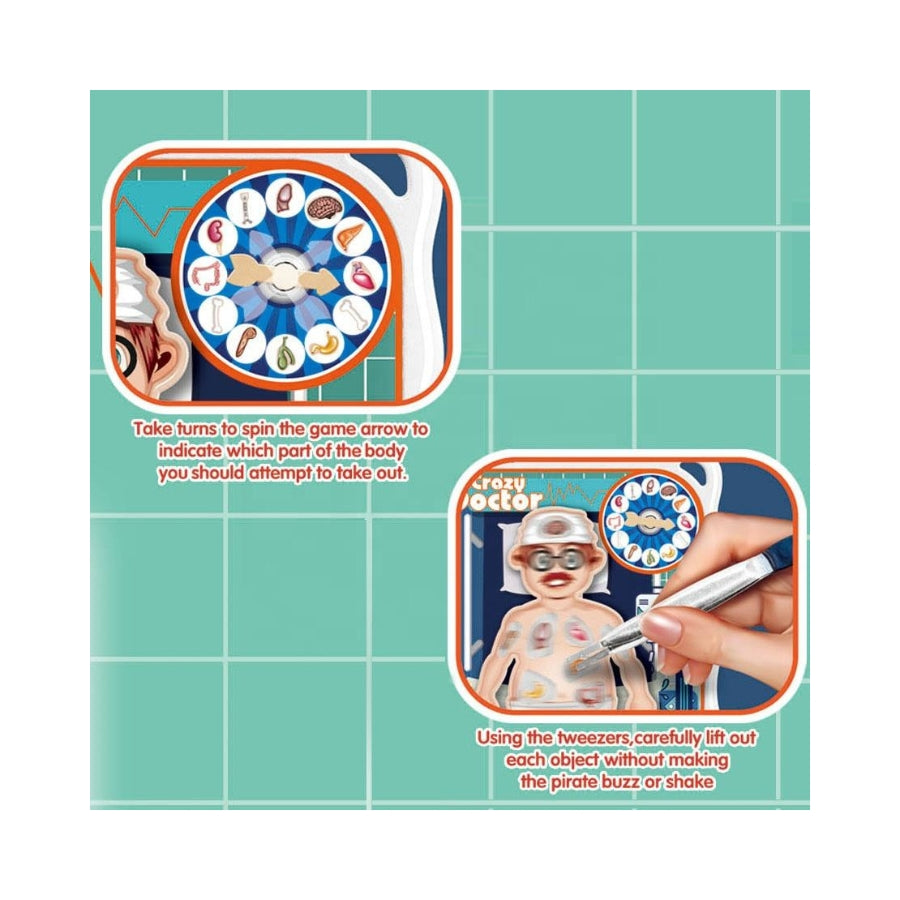 Crazy Doctor Operation Board Game - Remove the Objects Get the Buzzer