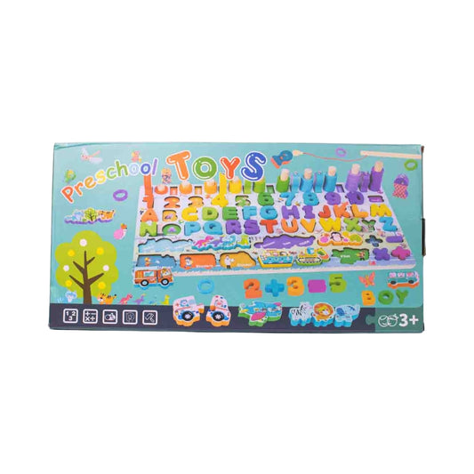 6 in 1 Wooden Montessori Learning Board – Alphabet, Number & Magnetic Fishing Game Fun!