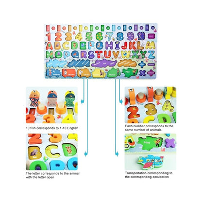 6 in 1 Wooden Montessori Learning Board – Alphabet, Number & Magnetic Fishing Game Fun!