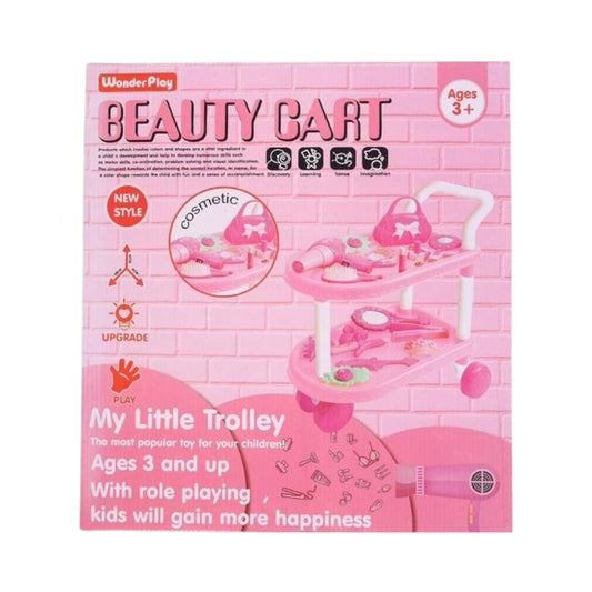 Beauty Cart Play Set - Mobile Cosmetic Trolley for Kids