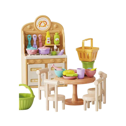 51-Piece DIY Mini Kitchen Playset for Children, with Various Cooking Utensils and Accessories for Pretend Play at Home.