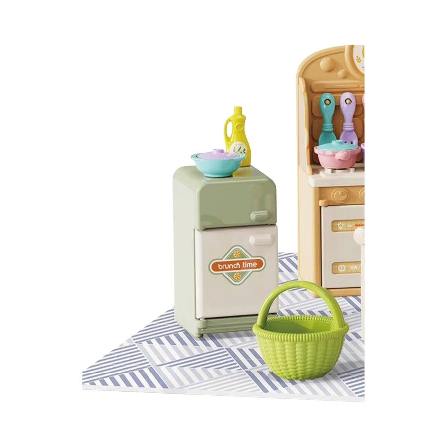 51-Piece DIY Mini Kitchen Playset for Children, with Various Cooking Utensils and Accessories for Pretend Play at Home.