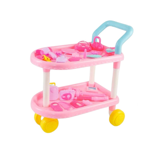Beauty Cart Play Set - Mobile Cosmetic Trolley for Kids