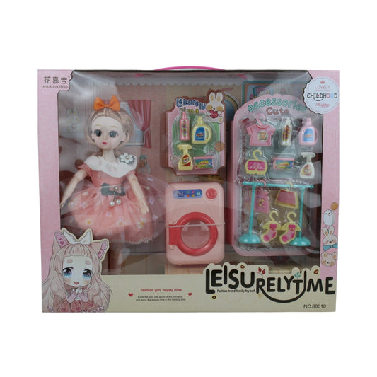 Fashion Doll Play Set - Complete Accessories with Washing Machine