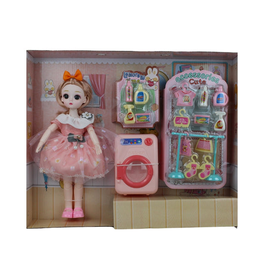 Fashion Doll Play Set - Complete Accessories with Washing Machine