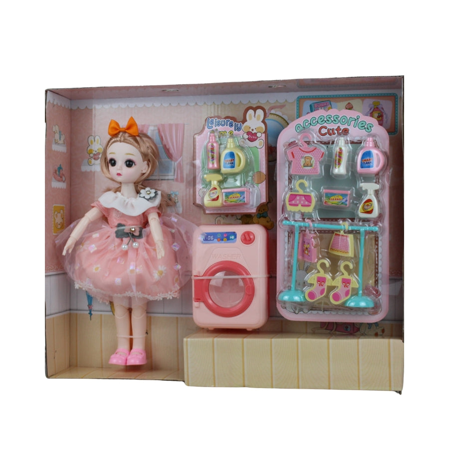 Fashion Doll Play Set - Complete Accessories with Washing Machine