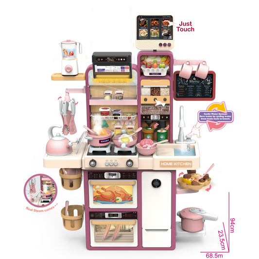 Dream Kitchen DIY Kids Play Set with Smoke, Lights, Sounds & Running Water – 37" Interactive Pretend Play Kitchen