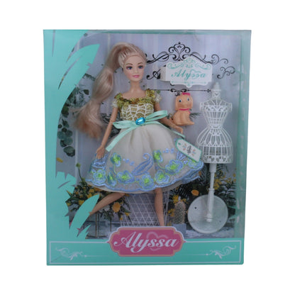 Alyssa Fashion Doll Set with Mannequin Stand & Pet Dog