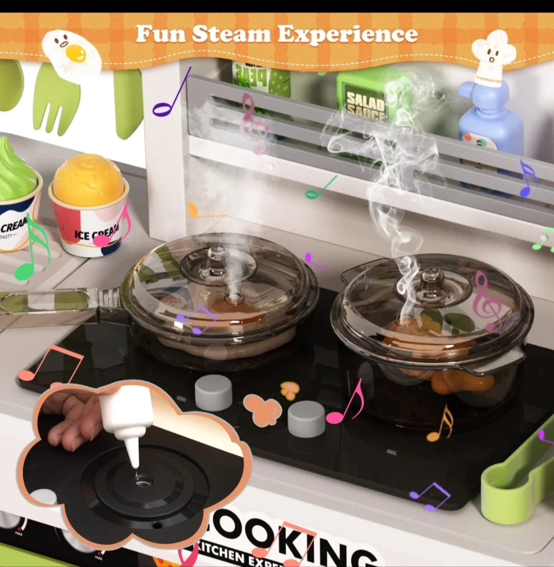 Western Kitchen Pretend Play Set – Light, Sound & Water Spray Cooking Toy