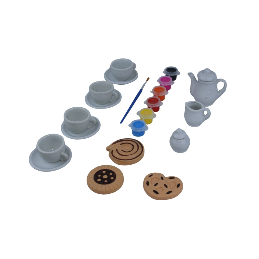 Paint-Your-Own Ceramic Tea Set - 21-Piece DIY Craft Kit