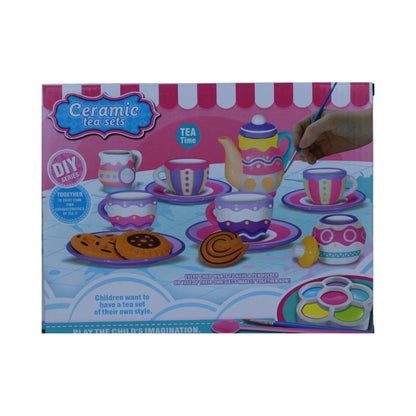 Paint-Your-Own Ceramic Tea Set - 21-Piece DIY Craft Kit