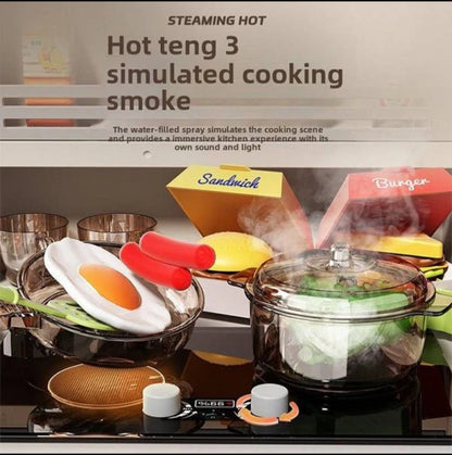 Western Kitchen Pretend Play Set – Light, Sound & Water Spray Cooking Toy