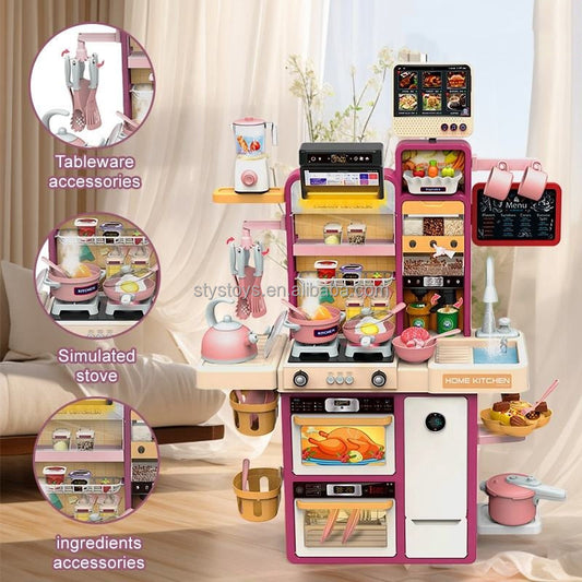 Dream Kitchen DIY Kids Play Set with Smoke, Lights, Sounds & Running Water – 37" Interactive Pretend Play Kitchen