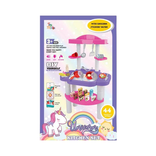 Unicorn Kitchen Set - DIY Play Kitchen with Sound, Light & Water Features