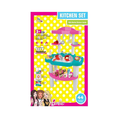 Barbie Kitchen Set - DIY Play Kitchen with Sound, Light & Water Features