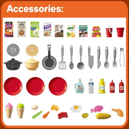 Deluxe Home Chef Kids Kitchen Playset with Running Water, Steam Stove, Lights & Sounds