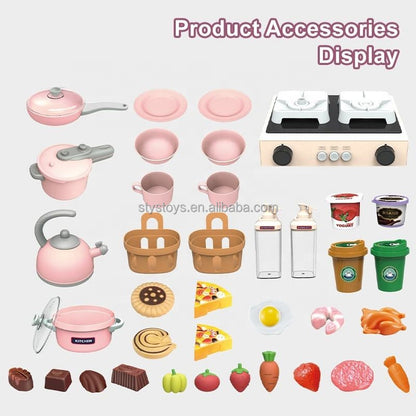 Dream Kitchen DIY Kids Play Set with Smoke, Lights, Sounds & Running Water – 37" Interactive Pretend Play Kitchen