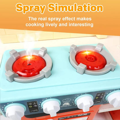 Deluxe Home Chef Kids Kitchen Playset with Running Water, Steam Stove, Lights & Sounds