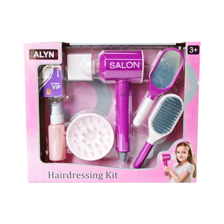 Girls Hair Salon Toy Kit with Functional Hairdryer & Styling Accessories
