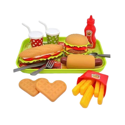 Kids Fast Food Pretend Play Set - 18 Pieces – Burger, Sadwich & Fries