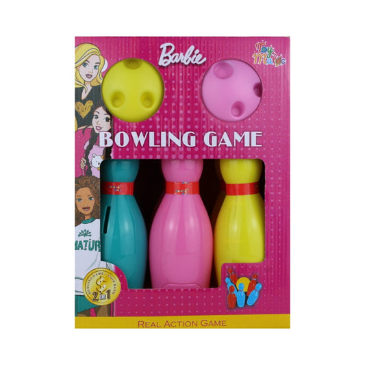 Barbie Themed Mega Bowling Set - 2-in-1 Indoor/Outdoor Game + Coin Collector