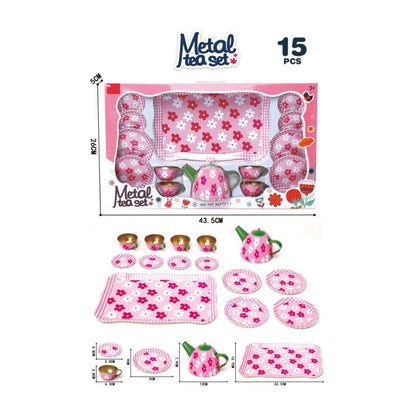 Metal Tea Set - 15Pcs Pretend Play Set