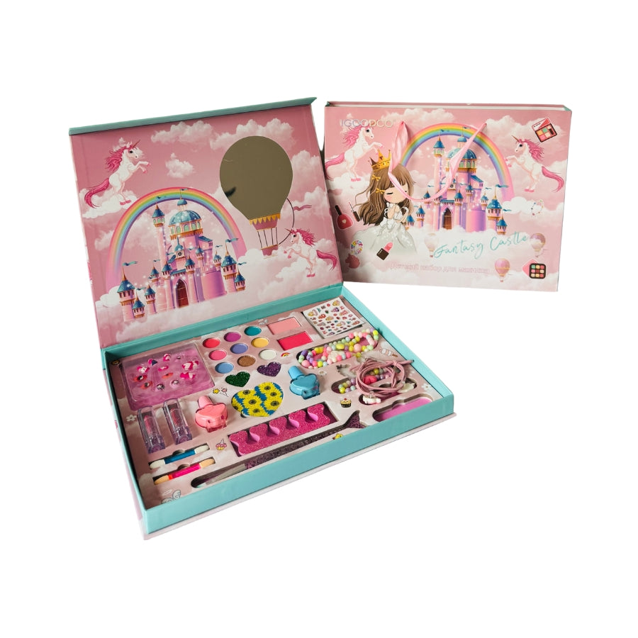 Fantasy Castle Unicorn Makeup & Jewelry Play Set for Kids