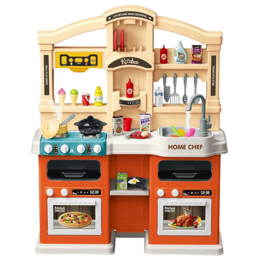 Deluxe Home Chef Kids Kitchen Playset with Running Water, Steam Stove, Lights & Sounds